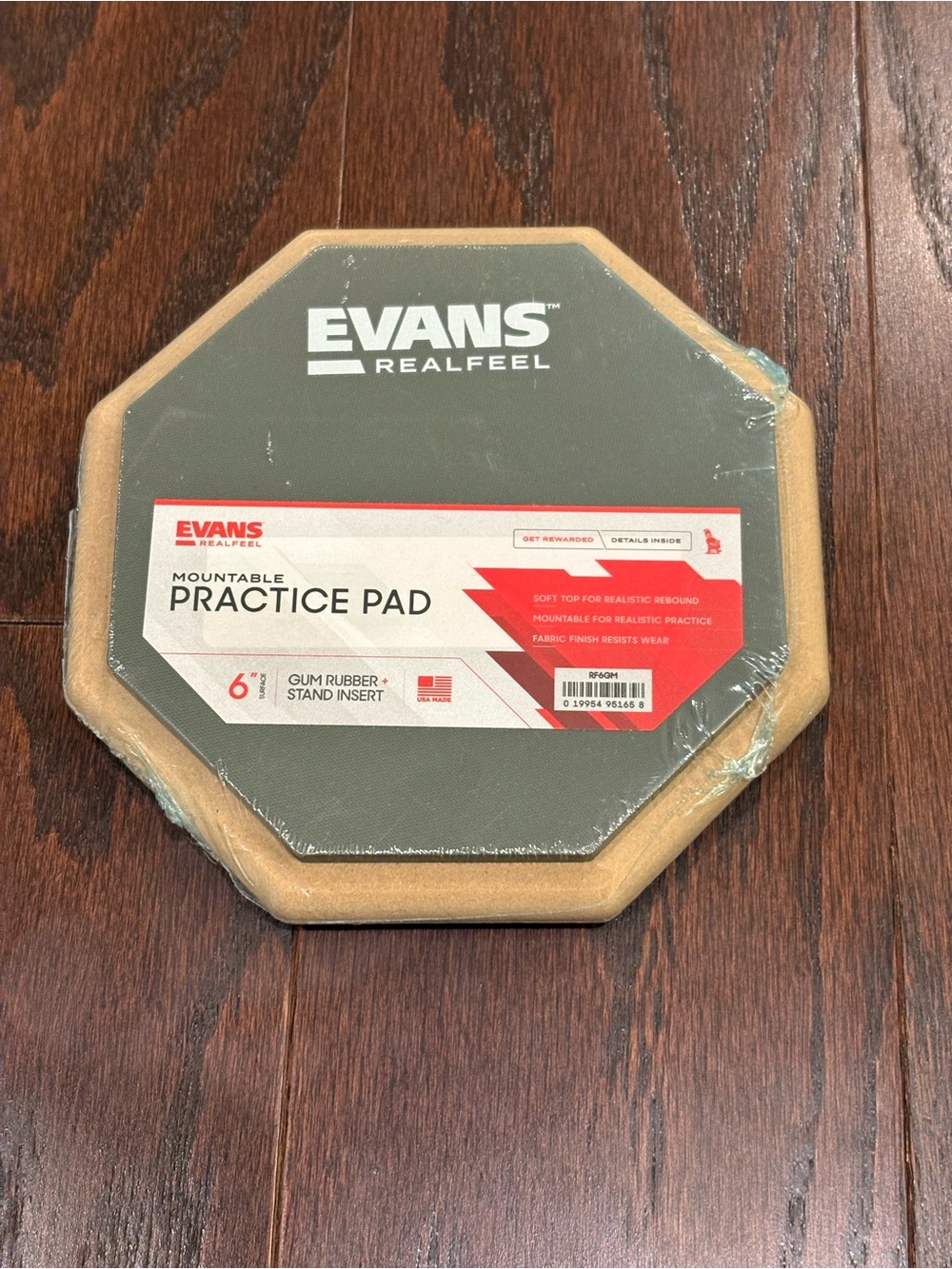 NEW Evans RealFeel 6 Inch Drum Practice Pad, Gum Rubber, Single Sided, Mountable
